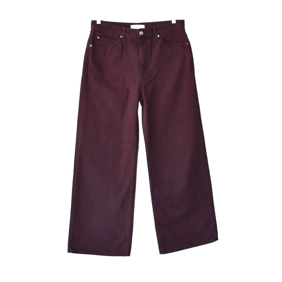A6 NEW ULLA JOHNSON The Willow Claret Color Denim Wide Leg Jeans Size 29 $490 - Picture 1 of 7